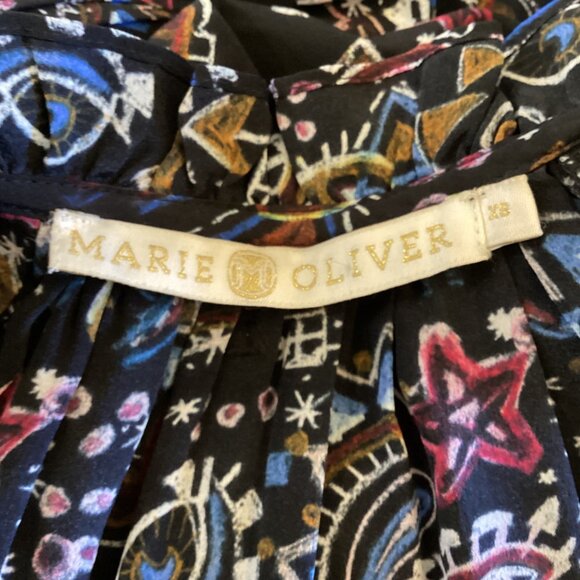 Marie Oliver Black Silk Top Size XS Xsmall Lennon Blouse Mystic Art Abstract Ruf - Picture 8 of 9